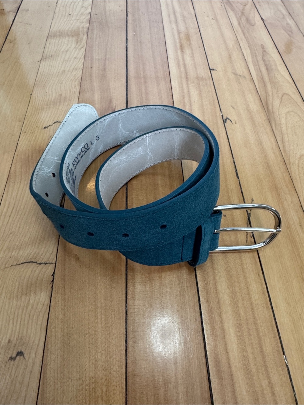 Suede Belt in Teal with Silver Buckle